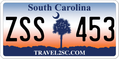 SC license plate ZSS453