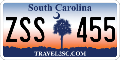 SC license plate ZSS455