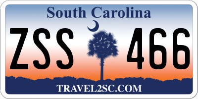 SC license plate ZSS466