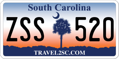 SC license plate ZSS520