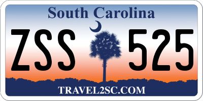 SC license plate ZSS525