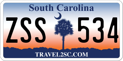 SC license plate ZSS534