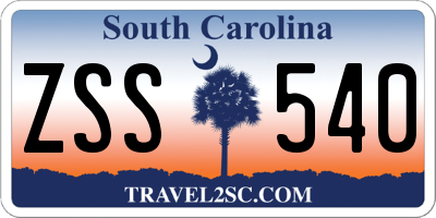 SC license plate ZSS540