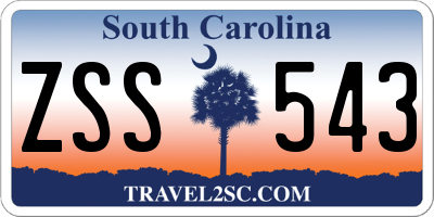 SC license plate ZSS543