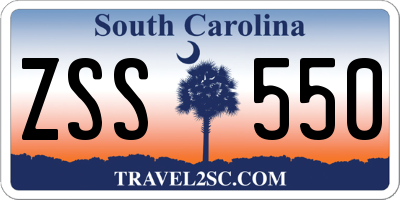 SC license plate ZSS550