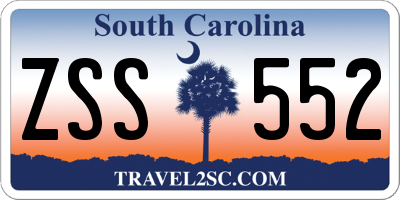 SC license plate ZSS552