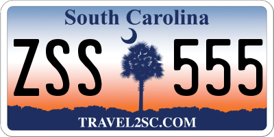 SC license plate ZSS555