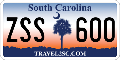 SC license plate ZSS600