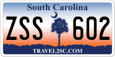 SC license plate ZSS602