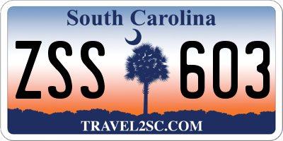 SC license plate ZSS603