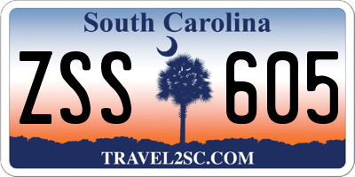 SC license plate ZSS605
