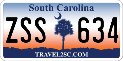 SC license plate ZSS634