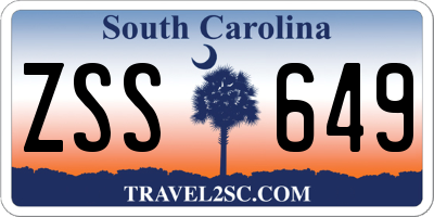 SC license plate ZSS649