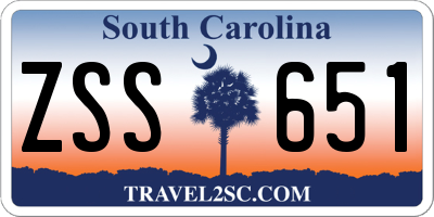 SC license plate ZSS651