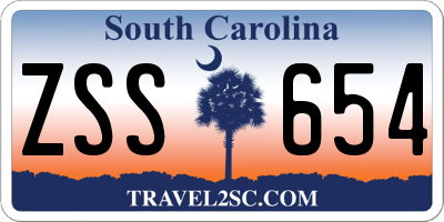 SC license plate ZSS654