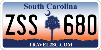 SC license plate ZSS680