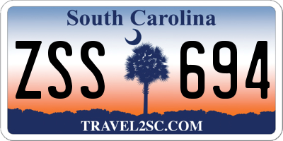 SC license plate ZSS694