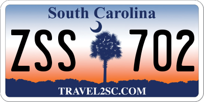 SC license plate ZSS702