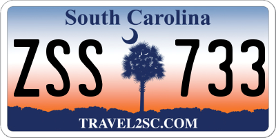 SC license plate ZSS733