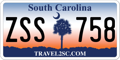 SC license plate ZSS758