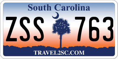 SC license plate ZSS763