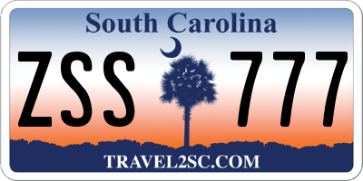 SC license plate ZSS777