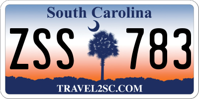 SC license plate ZSS783