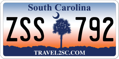 SC license plate ZSS792
