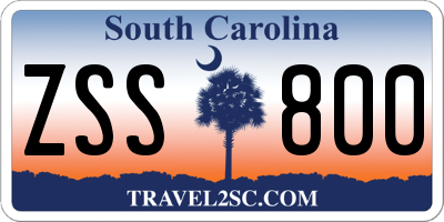 SC license plate ZSS800