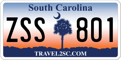 SC license plate ZSS801