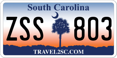 SC license plate ZSS803