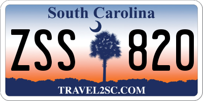SC license plate ZSS820