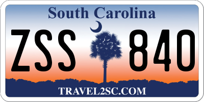 SC license plate ZSS840