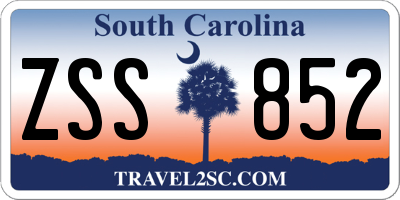 SC license plate ZSS852