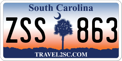 SC license plate ZSS863