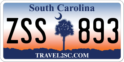 SC license plate ZSS893
