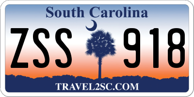 SC license plate ZSS918