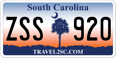 SC license plate ZSS920