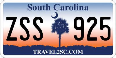 SC license plate ZSS925