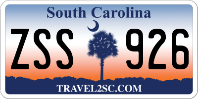 SC license plate ZSS926