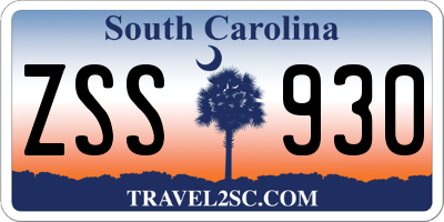 SC license plate ZSS930
