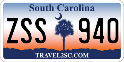 SC license plate ZSS940
