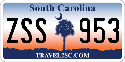 SC license plate ZSS953