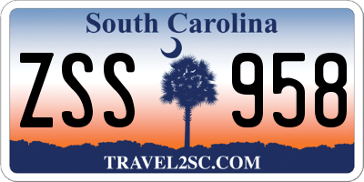 SC license plate ZSS958