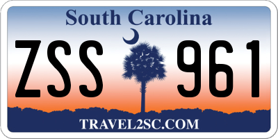 SC license plate ZSS961