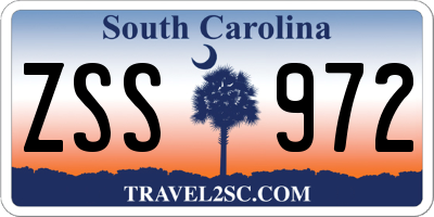 SC license plate ZSS972