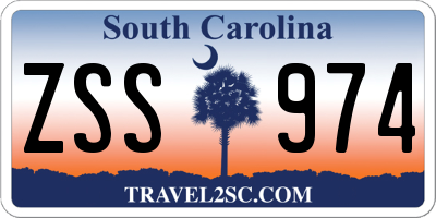 SC license plate ZSS974