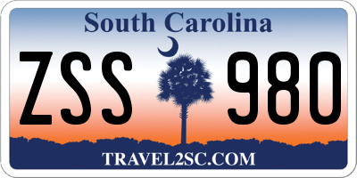 SC license plate ZSS980