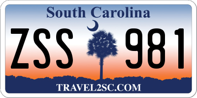 SC license plate ZSS981
