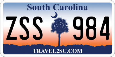 SC license plate ZSS984
